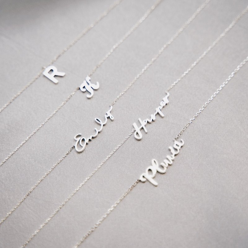 Name Necklace English Letter Necklace Gift Birthday Gift Bridesmaid Gift - Necklaces - Sterling Silver Silver