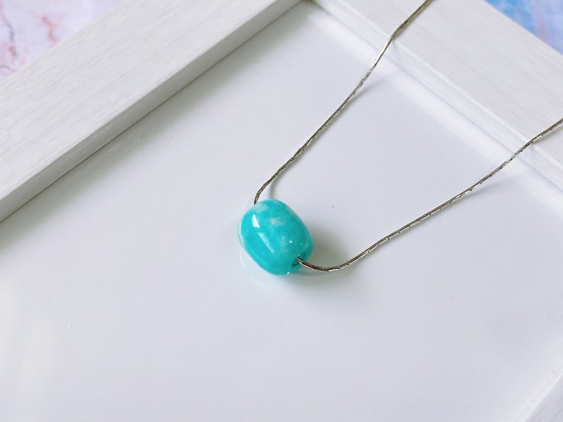 [Tiffany] Tianhe Stone Barrel Bead Sterling Silver Necklace - Necklaces - Jade 