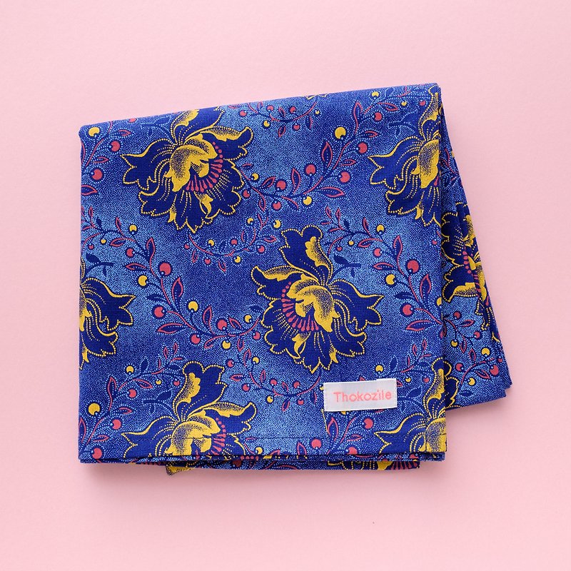 アフリカンファブリック　バンダナスカーフ - 絲巾 - 棉．麻 藍色