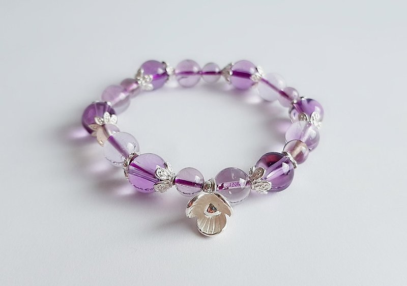 High quality clear amethyst 925 sterling silver orchid silver ‧ bracelet - Bracelets - Gemstone Purple