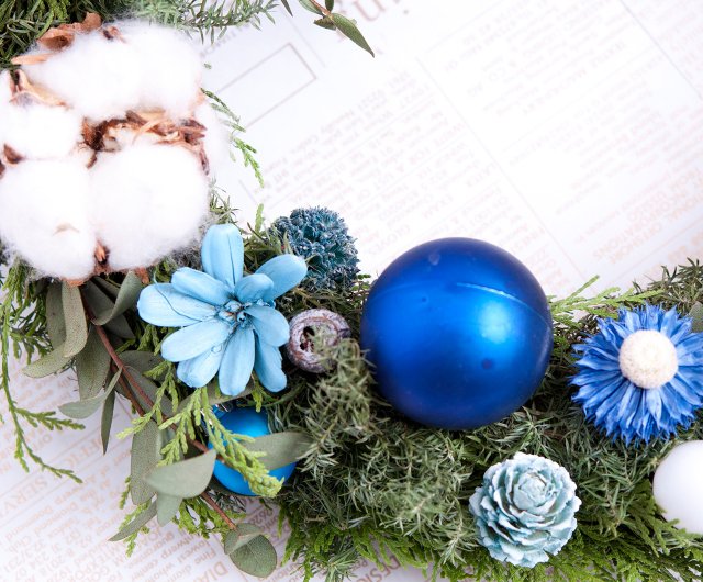 ドライリース-ロイヤルブルーの家の装飾クリスマスリースブルーリース