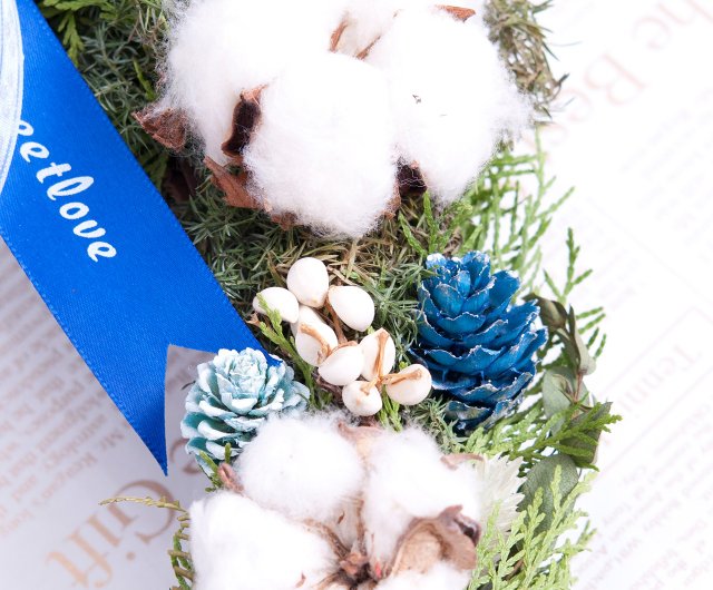 ドライリース-ロイヤルブルーの家の装飾クリスマスリースブルー