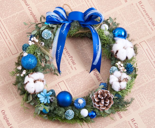 専用】耳型 ブルーホワイト Xmas クリスマス ウェルカム フラワー リース 専用】耳型 ブルーホワイト Xmas クリスマス ウェルカム フラワー