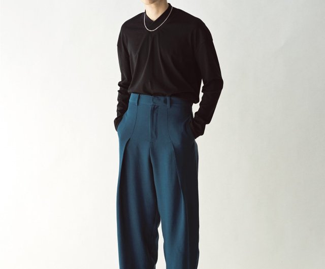 mens pleated high waisted trousers