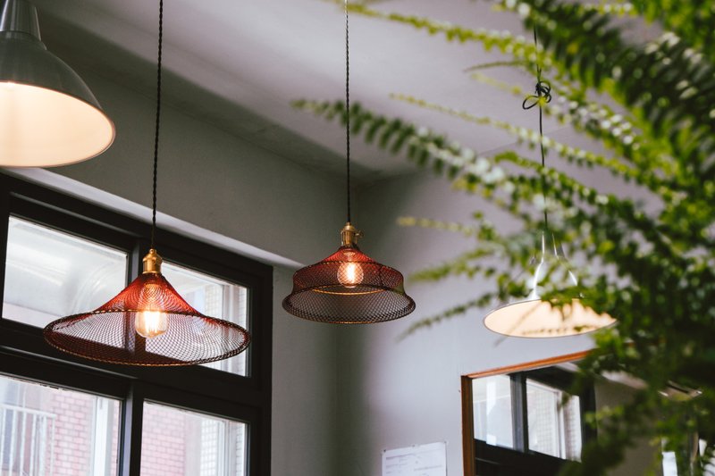 Burgundy Double Ring Fishnet Chandelier - โคมไฟ - ไฟเบอร์อื่นๆ สีแดง