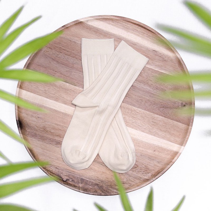 Dryness・Functional aesthetic ribbed socks∣Bacteriostatic∣Lemon Chiffon∣22-26 cm∣Double syringes - Socks - Cotton & Hemp White