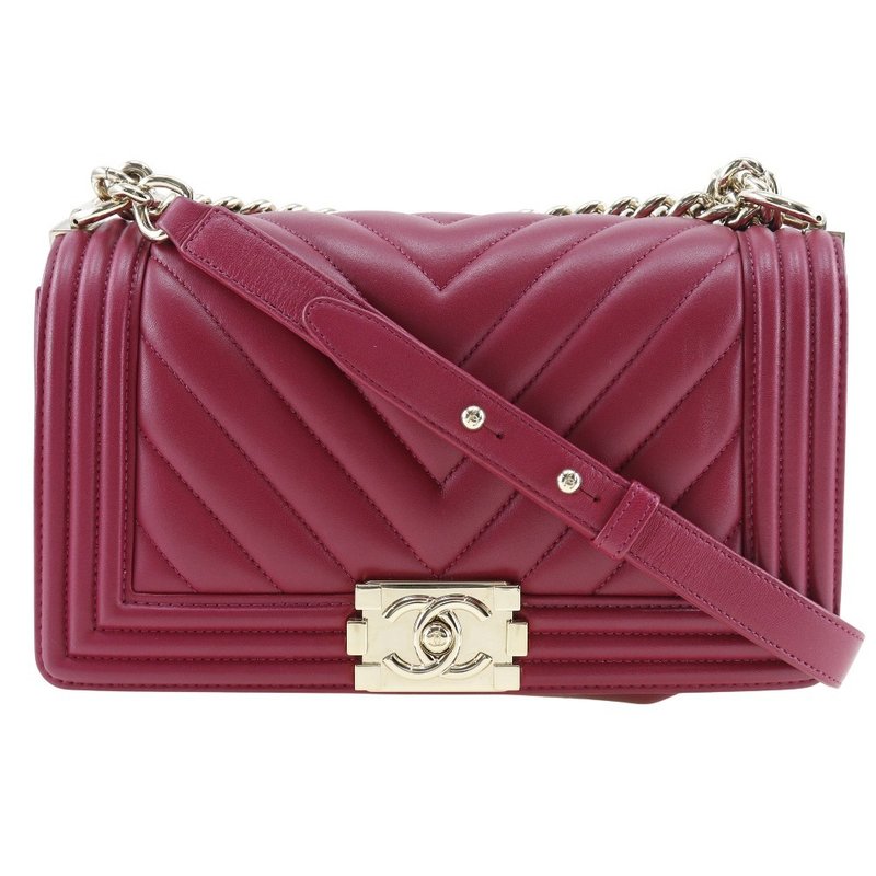 【日本直送】シャネル CHANEL ボーイシャネル ショルダーバッグ ラムスキン レディース【中古】 - 側背包/斜背包 - 真皮 紅色