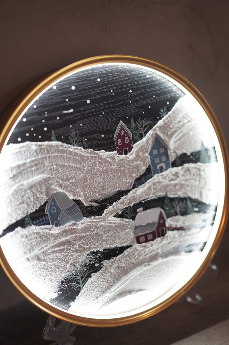 IARTS 熱門原創 金屬華麗聖誕夜燈- 北歐雪景 祈願麋鹿 - 插畫/繪畫/寫字 - 壓克力 