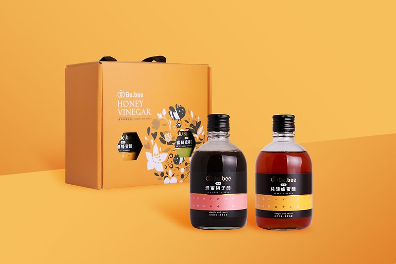 Be.bee Double Vinegar Gift Box - Honey Vinegar. Plum Vinegar - น้ำส้มสายชู - สารสกัดไม้ก๊อก สีส้ม