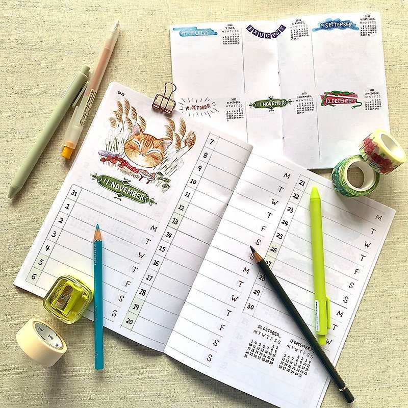 [2022 Handbooks 40% off] Tigers and Tigers, Meow Meow, Lucky Monthly Plan Handbooks - Notebooks & Journals - Paper 