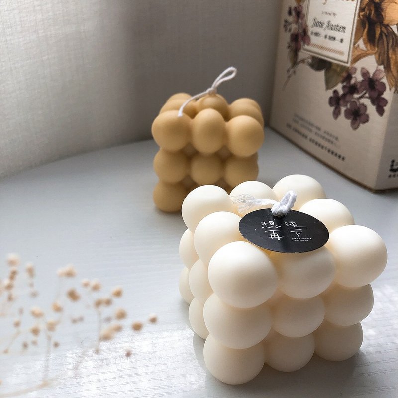 Simple style | bubble round candle - เทียน/เชิงเทียน - ขี้ผึ้ง สีเหลือง