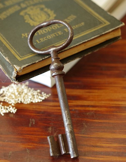 金銀寶貝 少見法國鐵製老鑰匙 鑰匙圈 項鍊墜子 W648