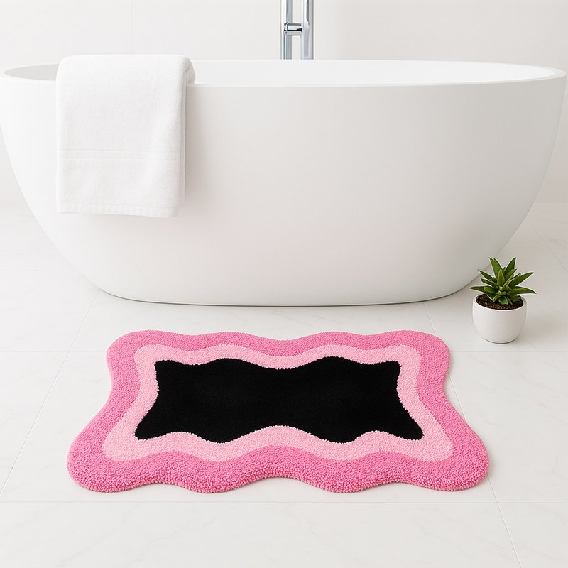 抽象黑粉浴室地墊植物居家裝飾禮物 - 地墊/地毯 - 聚酯纖維 多色