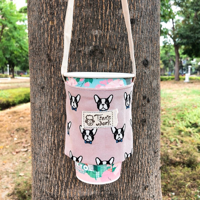 Drink Cup Set - Bow Tie Bucket (Japanese Cloth) - Beverage Holders & Bags - Cotton & Hemp 