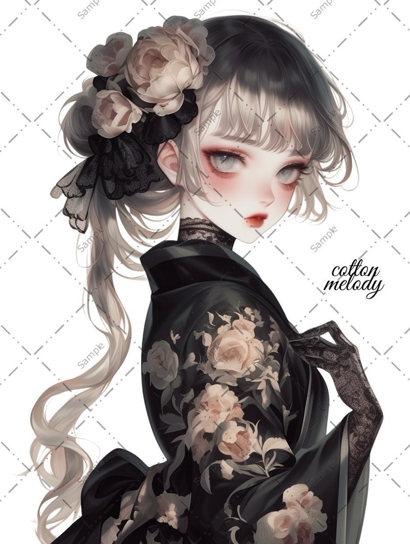 original sticker no.1474 人物ステッカー オリジナルステッカー 人物ステッカー 女の子ステッカー オリジナル人物ステッカー - 貼紙 - 紙 