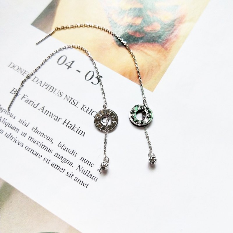 Eli Jewelry日本Pt950鉑金 氣質圓片lovebaby圓球垂墜白金耳環 - 耳環/耳夾/耳骨夾 - 貴金屬 銀色