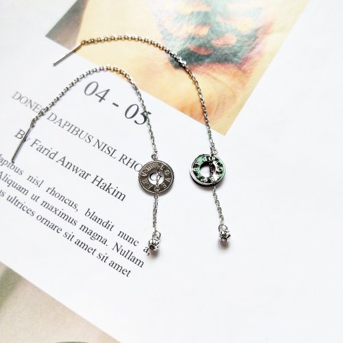 DoriAN純銀設計 Eli Jewelry日本Pt950鉑金 氣質圓片lovebaby圓球垂墜白金耳環