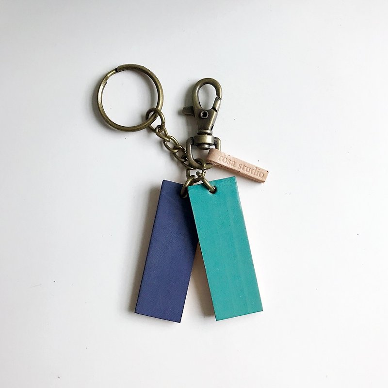 Leather key ring│purple blue SAC01007 - Keychains - Genuine Leather Blue