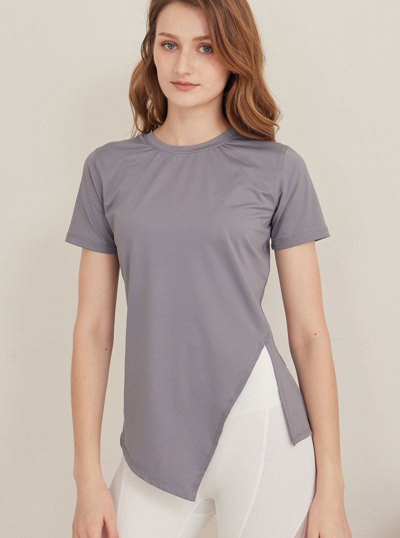 【S2N】MY TODAY 窈窕側開岔上衣_Gray T280 - 瑜珈服/瑜珈褲 - 尼龍 