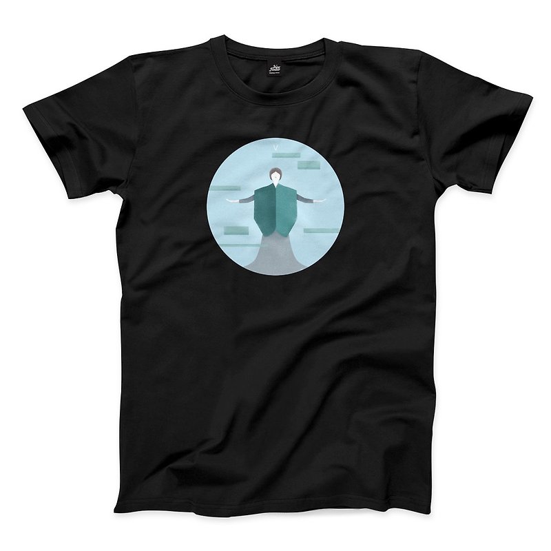 Pope-Black-Unisex T-shirt - เสื้อยืดผู้ชาย - ผ้าฝ้าย/ผ้าลินิน สีดำ