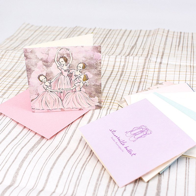 Yizike Ballet│Four Dance Mini Gift Card (with envelope) - การ์ด/โปสการ์ด - กระดาษ สึชมพู