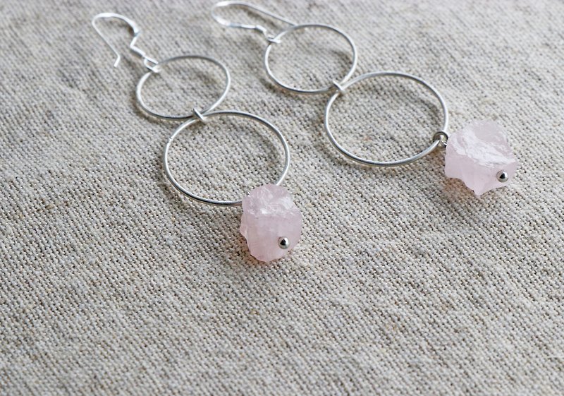 川越ピンクの砂糖の純銀製のイヤリングの手作り限定版 - ピアス・イヤリング - 金属 シルバー