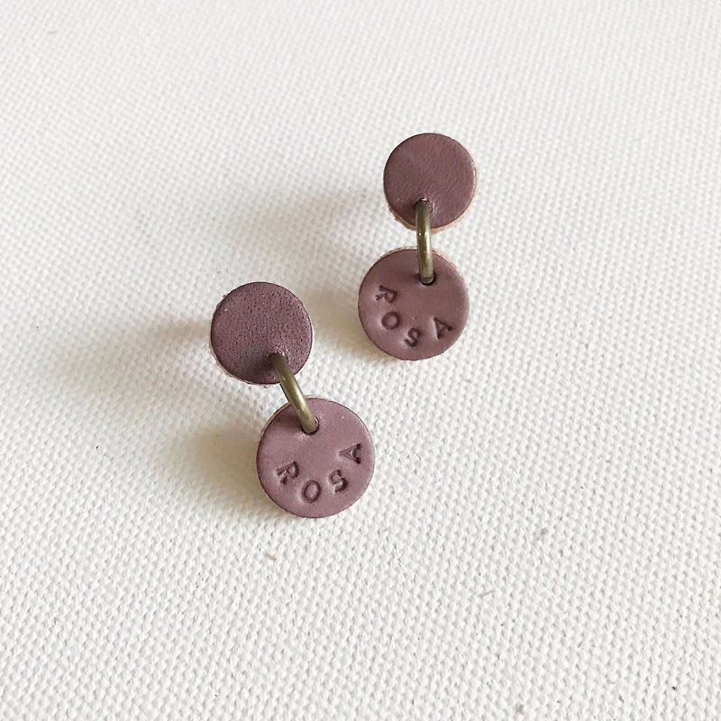 Leather earrings │ ear pin │ small round 1 work │ raspberry - Earrings & Clip-ons - Genuine Leather Red