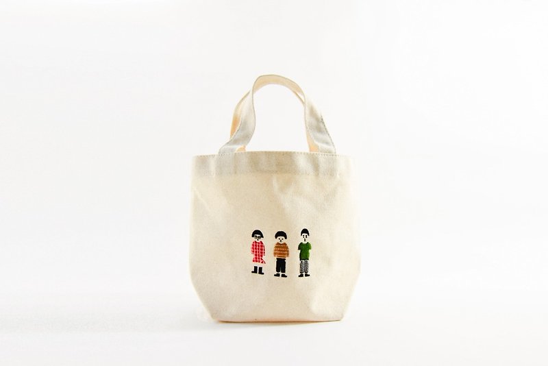 Goody Bag－福袋 | 小人物組 | 帆布袋 2B鉛筆 薄筆記本 明信片 - 手提包/手提袋 - 棉．麻 白色
