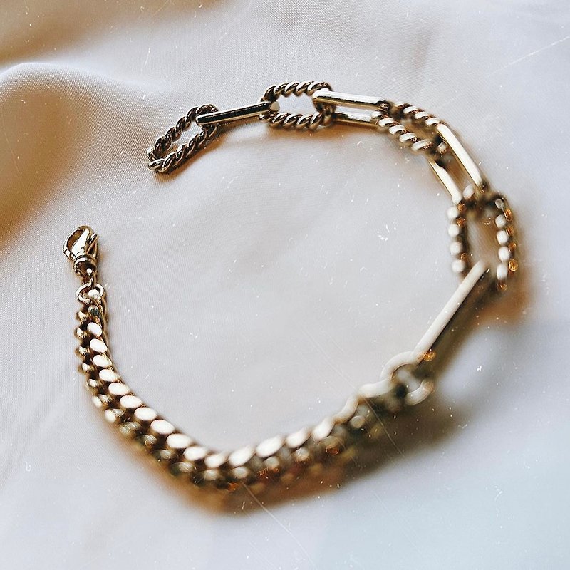double chain statement bracelet - สร้อยข้อมือ - ทองแดงทองเหลือง สีทอง