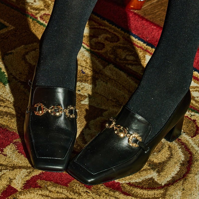 Dutch Loafer Heels Black - 高跟鞋/跟鞋 - 真皮 黑色