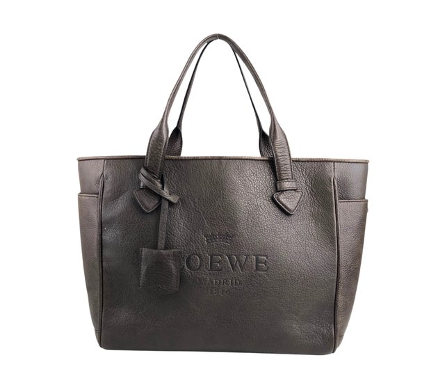 日本直送 名牌中古包 】LOEWE ロエベ ハンドバッグ ブラウン ロゴ