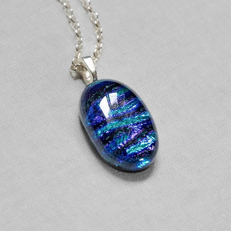 Jewelry glass blue sparkling necklace - Necklaces - Glass Blue