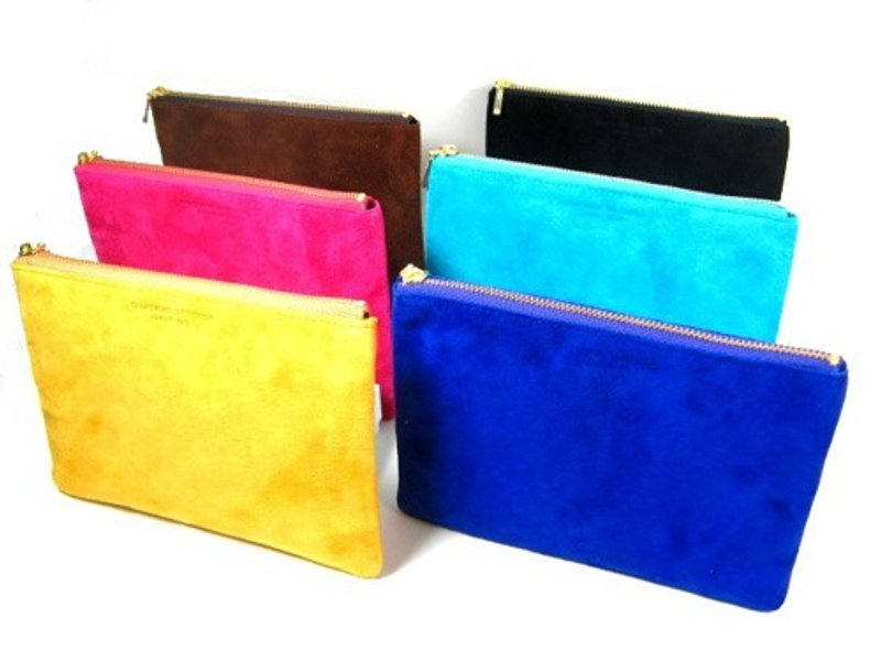 スエード　ポーチ　M - 化妝包/收納袋 - 真皮 