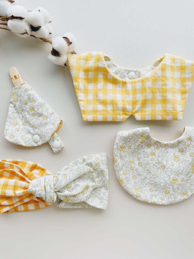 Baby girl/flower chick/bib/headband/ pacifier chain/moon gift box - Baby Gift Sets - Cotton & Hemp 