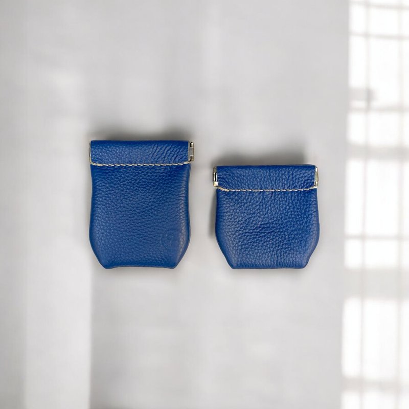 DUAL - Cowhide bullet-top coin purse/wire/ stamp/storage bag-Blue - กระเป๋าใส่เหรียญ - หนังแท้ สีน้ำเงิน