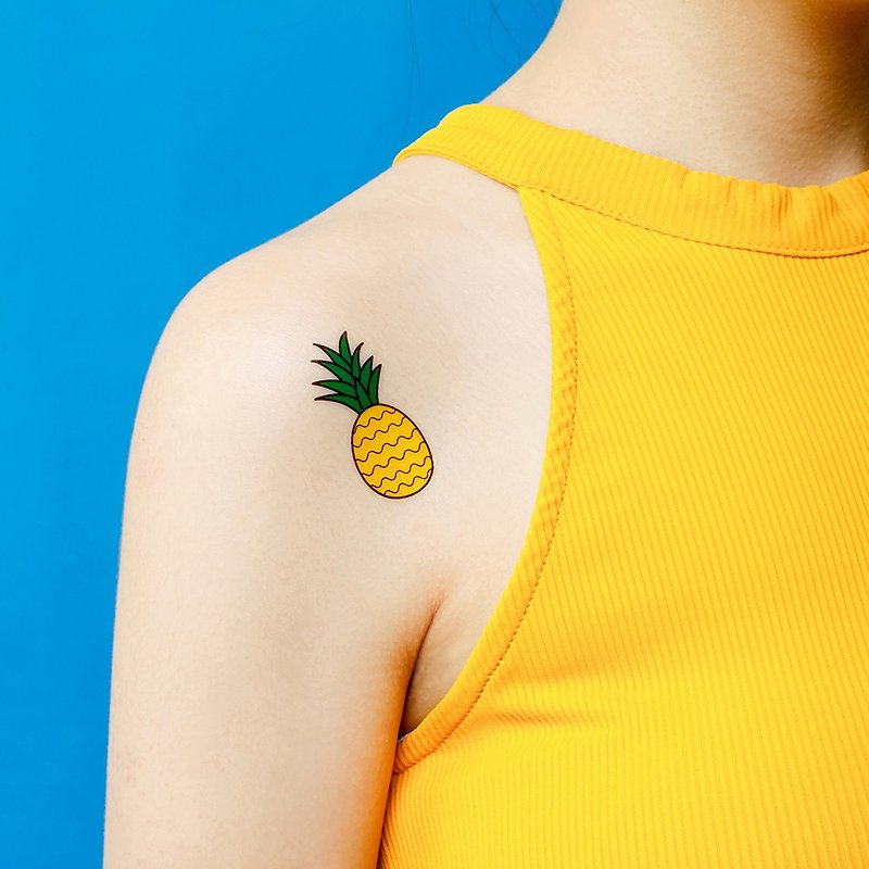 Surprise Tattoos - Pineapple Temporary Tattoo - Temporary Tattoos - Paper Yellow