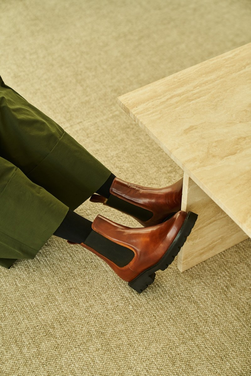 EL 切爾西靴 - 焦茶 - 女短靴/中筒靴 - 真皮 咖啡色