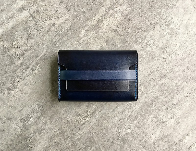灰藍色真皮雙層名片夾 / 名片包 / 卡片包  免費客製化 免費刻字 - 名片夾/名片盒 - 真皮 藍色
