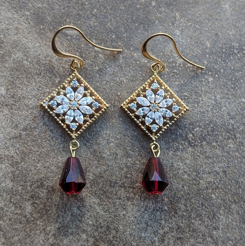 Byzantine Red Drop Earrings - Earrings & Clip-ons - Glass Red
