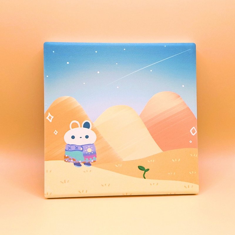 沙丘的早晨-陶瓷吸水杯墊 - 杯墊 - 陶 黃色