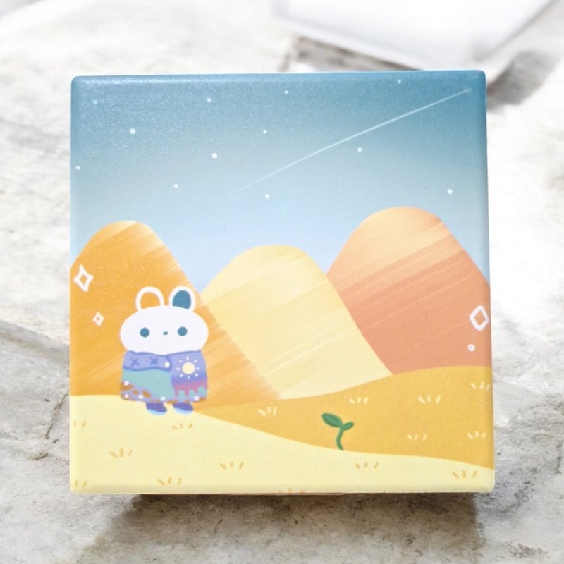 沙丘的早晨 插畫陶瓷吸水杯墊 禮品 - 杯墊 - 陶 黃色