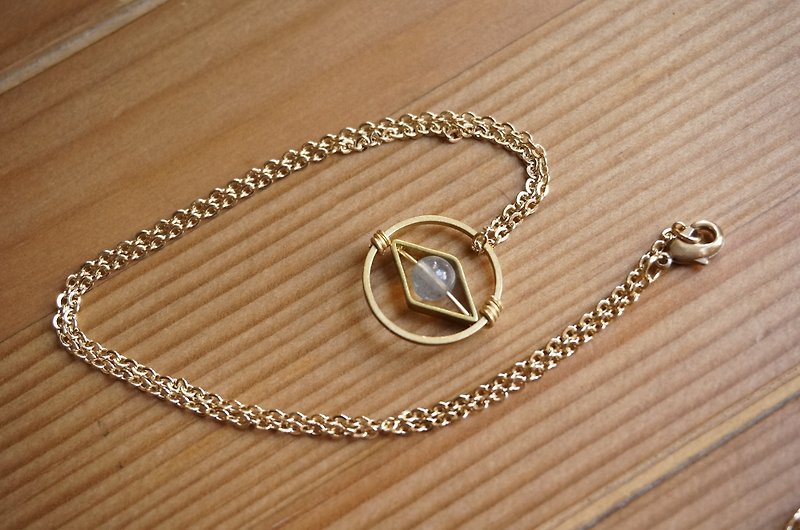 Elongated stone geometric Bronze chain clavicle - สร้อยคอทรง Collar - เครื่องเพชรพลอย สีน้ำเงิน