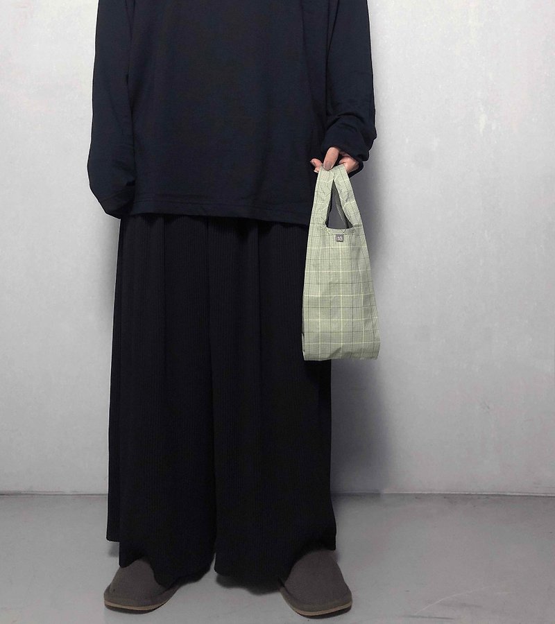 U1 reusable bag / Bamboo Green Grid - กระเป๋าถือ - เส้นใยสังเคราะห์ สีเขียว