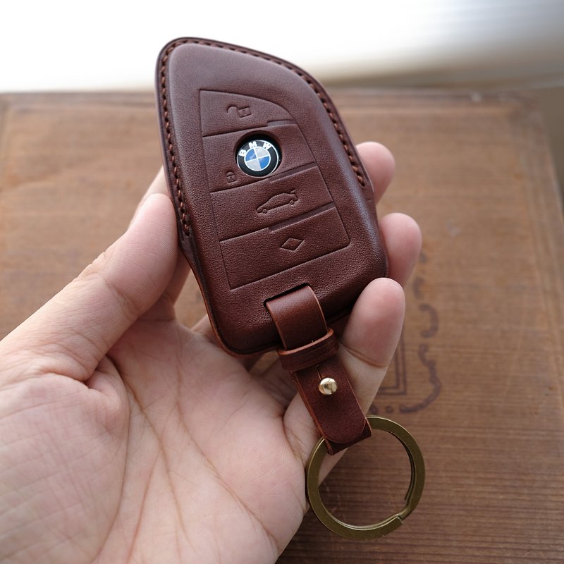 【寓吉】BMW X3 X4 X5 X6 X7 F15 i3 i4 i8 iX  鑰匙皮套 - 鑰匙圈/鑰匙包 - 真皮 咖啡色