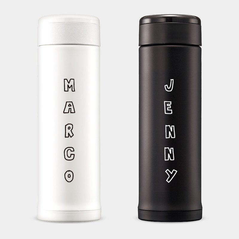 [Customized gift] Zojirushi Stainless Steel thermos bottle PU093 with English name - Vacuum Flasks - Stainless Steel Black