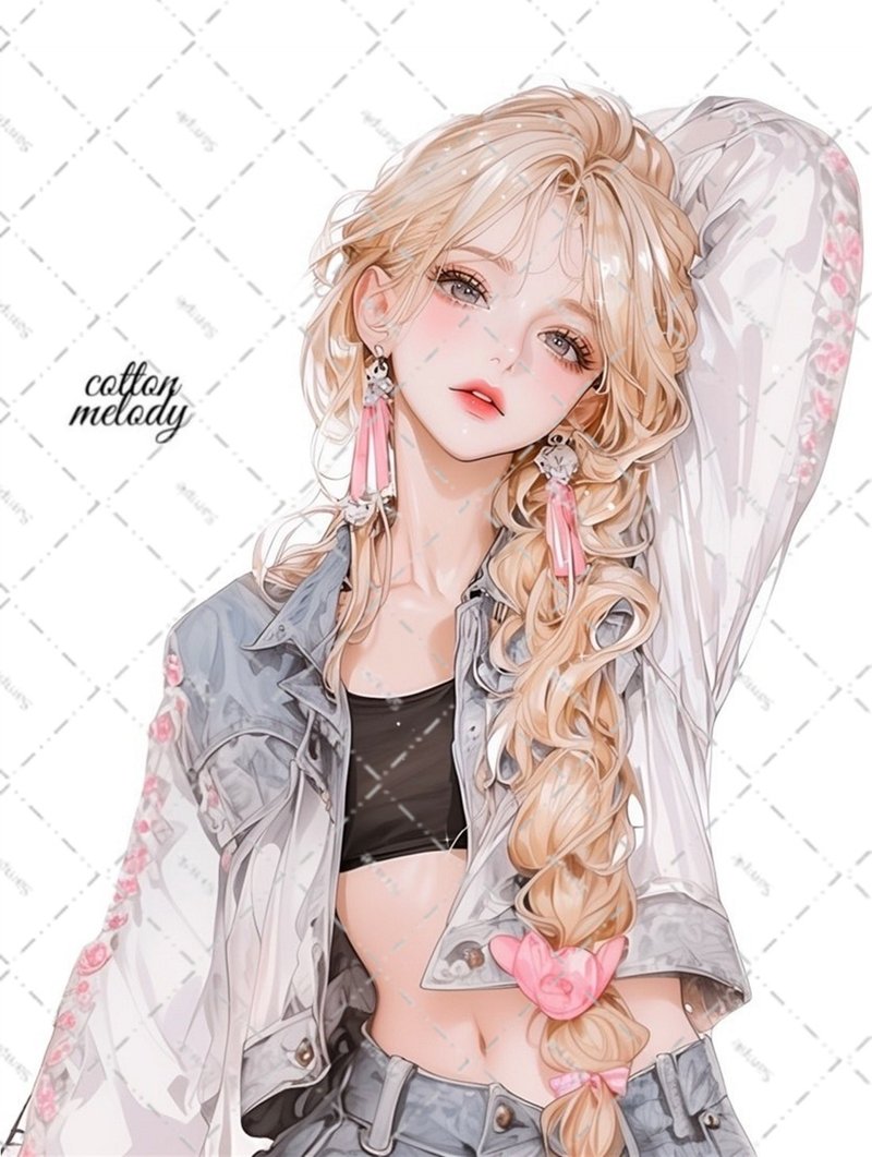 original sticker no.6454 人物ステッカー オリジナルステッカー 人物ステッカー 女の子ステッカー オリジナル人物ステッカー - 貼紙 - 紙 