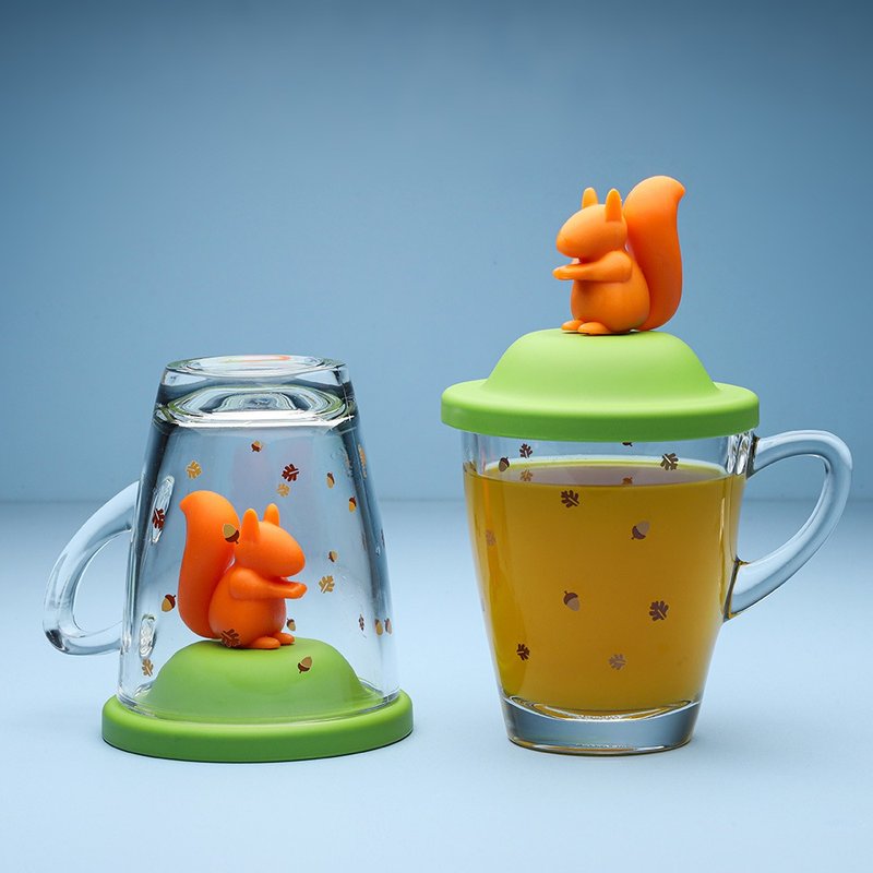 QUALY Acorn Squirrel-Mug - Cups - Glass Multicolor