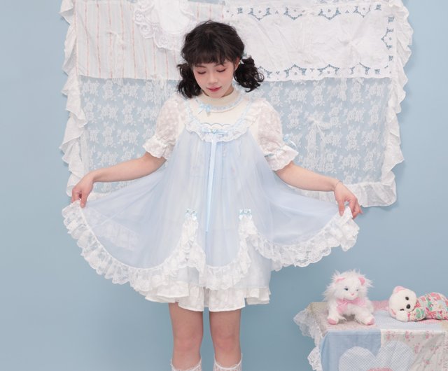 ヴィンテージガーリーローズレースオーガンジーサスペンダー