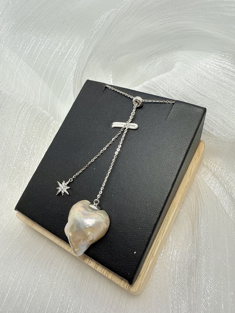 【TING】月の秘印 - 淡水パール × 星のシルバーチャーム エナジーネックレス - ネックレス - クリスタル 