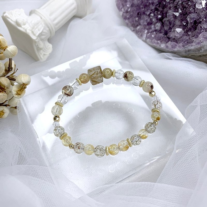 Xuguangchenlu/Blonde Crystal Aurora 23 Bronze Hair Crystal White Crystal Bracelet - Bracelets - Other Materials Gold